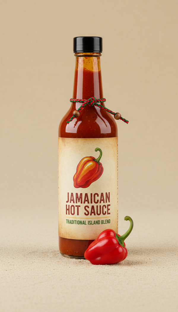 Classic Jamaican Hot Pepper Sauce Glass Bottle