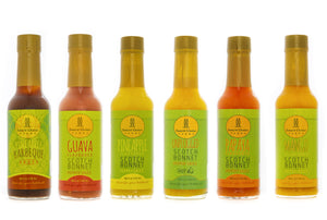 Case of 24 - Assorted Flavors 5 oz / 150 ml - Pure & Flavoured Scotch Bonnet Pepper Sauce